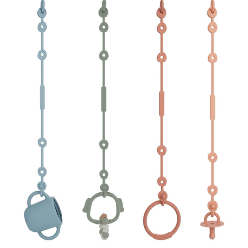 Toy Straps for Baby, Silicone Pacifier Clips Adjustable Stretchable Sippy Cup Straps for Strollers, High Chair, Cribs, Hanging Baskets, Shopping Trolley, Car Seat, Bags (Ether+Sage+Apricot+Muted)
