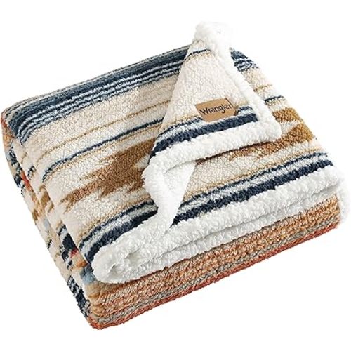Wrangler Throw Blanket Ultra Soft Plush Home Decor, 50" x 60", Coyote Sands Ivory