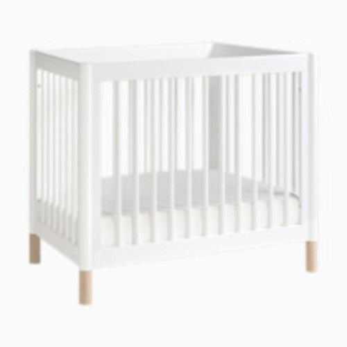babyletto Gelato 4-in-1 Convertible Mini Crib - White Finish With Washed Natural Feet