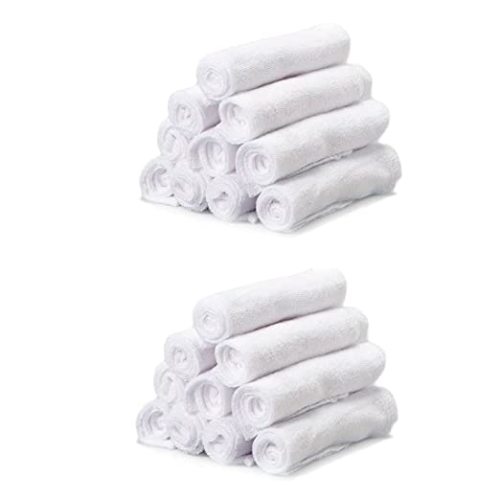 Spasilk Washcloth Wipes Set for Newborn Boys and Girls, Soft Terry Washcloth Set, Pack of 20, White - 20 Pack