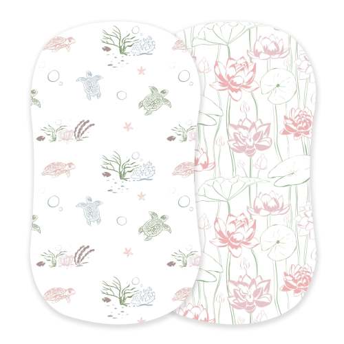 Turtles and Water Lily Bamboo Changing Pad Cover/Bassinet Sheets – Newcastle Classics
