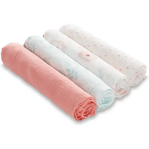 aden + anais Essentials Muslin Swaddle Blankets for Baby Girls and Boys, Newborn Receiving Blanket for Swaddling, 100% Cotton Baby Swaddle Wrap, 4 Pack, Full Bloom