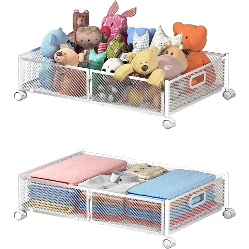 Under Bed Storage Containers, Under Bed Shoe Storage With Wheels, Foldable Bedroom Storage Organization with Handles, Under Bed Storage Bins Drawer For Clothes, Blankets And Shoes, Bedding