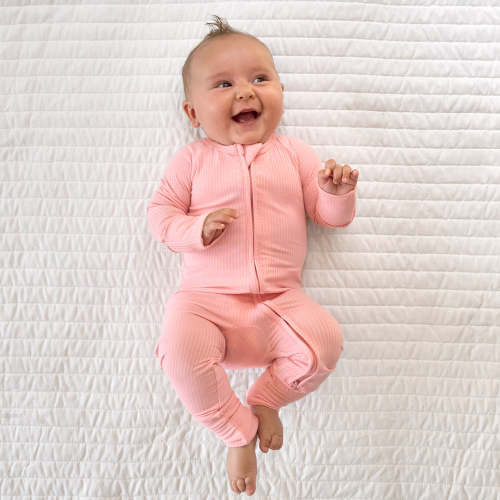 Bubblegum Ribbed Zippy - Little Sleepies