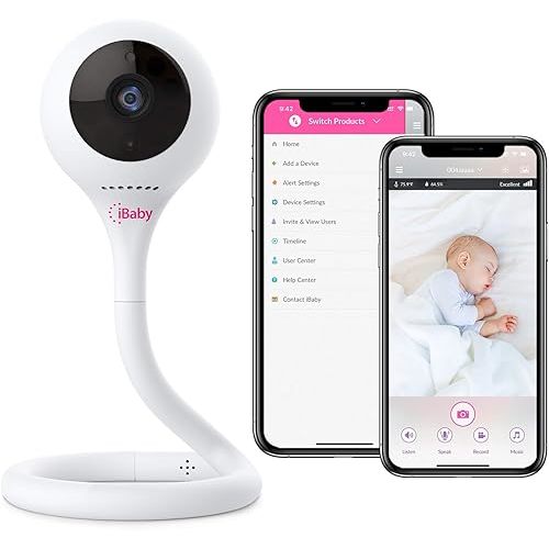 iBaby M2C WiFi Baby Monitor Camera with FHD Audio 1080P with Night Vision Wall Mount Kit Included 2021 Updated Video Audio Quality with Motion Crying Alerts, White