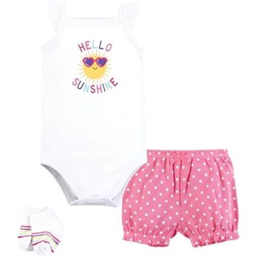 Hudson Baby Unisex Baby Bodysuit, Short and Sock, 3-Piece Set