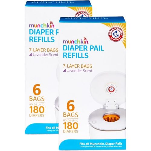 Munchkin Arm & Hammer Diaper Pail Snap with Seal and Toss Refill Bags, 12 Count