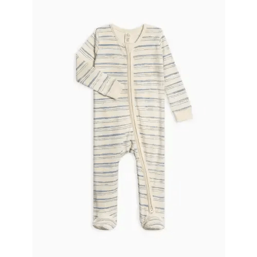 Peyton Zipper Sleeper - Wave Stripe/Rain