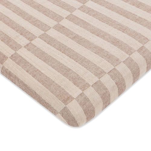 Babyletto 100% Organic Cotton All-Stages® Midi Crib Sheet, GOTS-Certified, Fitted 360°, Ultra-Soft and Breathable Muslin - Cocoa Offset Stripe