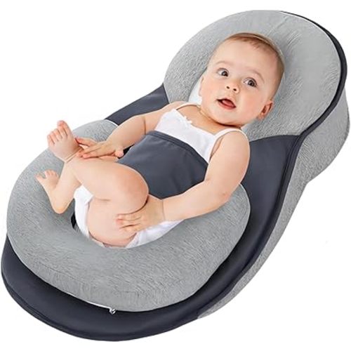 ZJTMJN Baby Lounger Pillow for Infant Support Cushion Reflux Breastfeeding Pillow (Grey), Bottle Feeding, Tummy Time