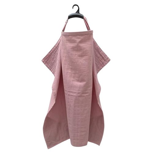 MOZAH 100% Organic Cotton Muslin Nursing Cover for Baby Breastfeeding, Breathable 100% Cotton Breastfeeding Cover with Rigid Hoop for Mother Nursing Apron, Multi-use Carseat Canopy (Pale Mauve)
