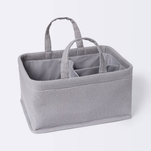 Waffle Weave Rectangular Diaper Caddy with Handles - Cloud Island™, Color: Gray