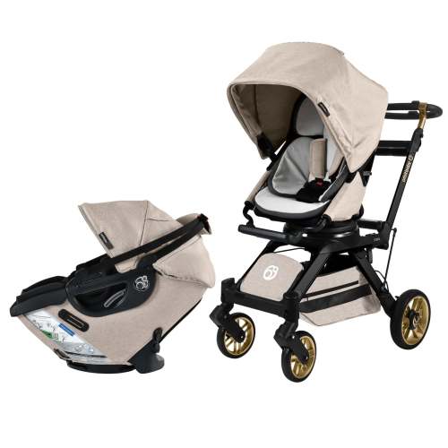 Orbit Baby Stroll & Ride Travel System in Black Luxe/Melange Flax