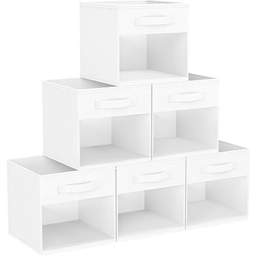 DIMJ Storage Cubes, Cube Storage Bin, 6 Pack Foldable Storage Cubes with Window, Closet Storage Boxs with Handle, 11x 11 inch Storage Organizer for Clothes, Toys, Books