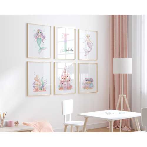 Under The Sea Mermaid Set Wall Art| Nursery Baby Room Decor| Mermaid Nursery Decor| Custom Mermaid Set| Teen Girl Room Decor| Ready to Hang|