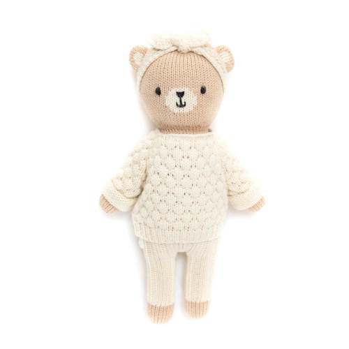 bear with sweater + headband in natural