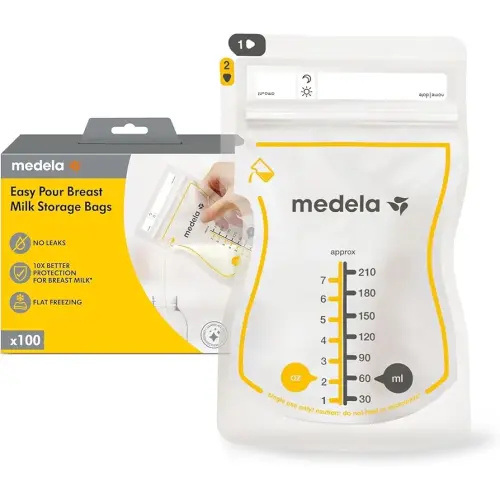 Medela Easy Pour Breastmilk Storage Bags, Disposable Leakproof Breast Milk Bags with Milk Protection, Recyclable & BPA Free, 210ml Capacity, 100 Pack : Amazon.com.au: Baby