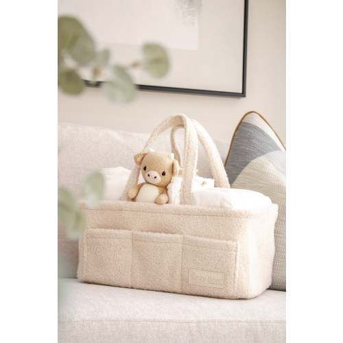 Boucle Nappy Caddy | Teddy Nappy Caddy | beige Baby Caddy – TheGrayBearCompany