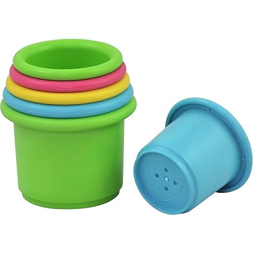 green sprouts Sprout Ware Stacking Cups made from Plants (6 cups) | Encourages whole learning the healthy & natural way | Fun for bath, pool, water, & sand play, Holes for sifting & sprinkling 6 Count (Pack of 1)