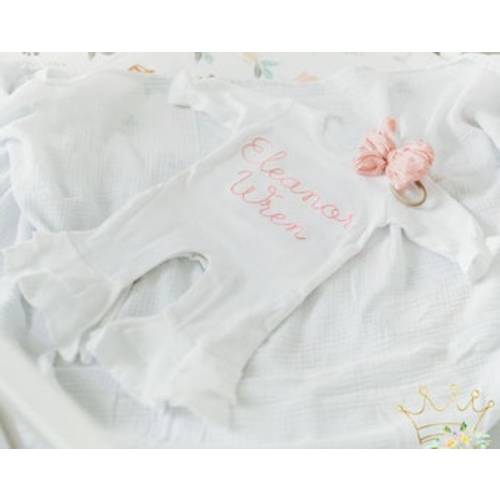 Monogrammed Baby Girl Little Sister White Ruffle Romper Personalized Baby Coming Home Outfit Monogrammed Baby Gift - Etsy