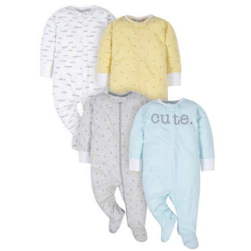Gerber Baby Boy or Girl Gender Neutral Sleep 'N Play Footed Pajamas, 4-Pack
