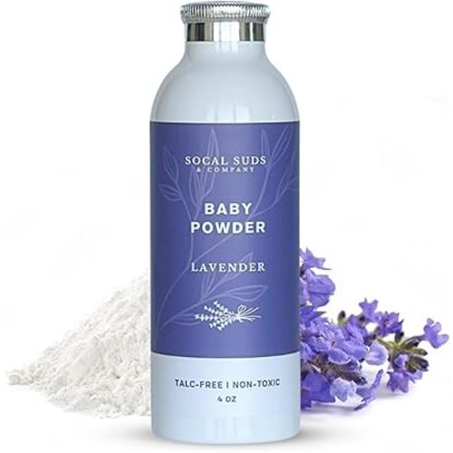 SoCal Suds & Company - Natural Baby Powder Talc-Free - Newborn Essentials with Arrowroot Powder, Kaolin, Aspen Bark Extract for Soft Soothing Protected Skin - Gentle Absorption - Lavender, 4oz