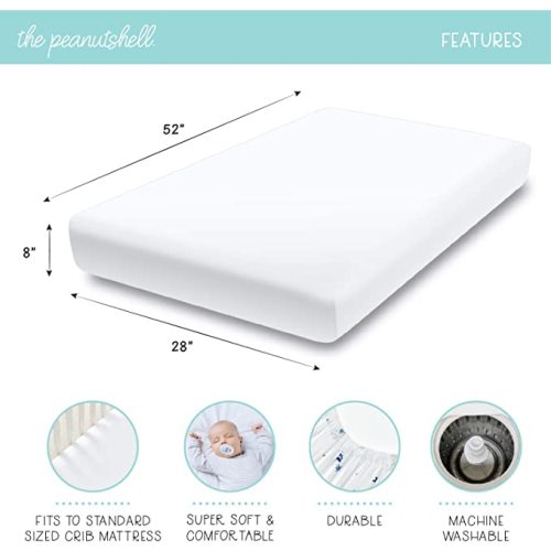 The Peanutshell Elephant Fitted Crib Sheet Set - 4 Pack - Grey, White & Green