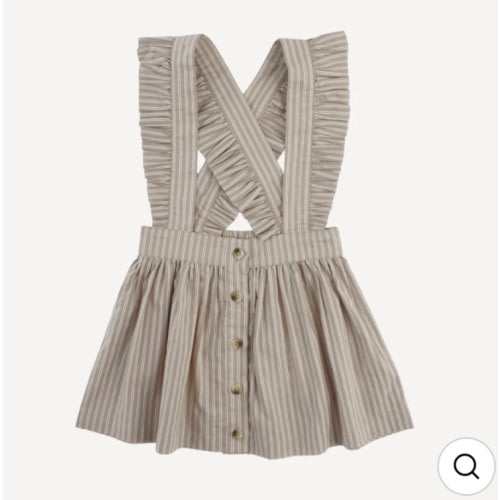 ruffle suspender skirt | earthy pinstripe | organic cotton woven