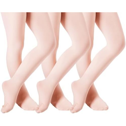 DIPUG Ballet Tights for Girls - Thick Soft Footed Dance Tights for Toddlers and Kids