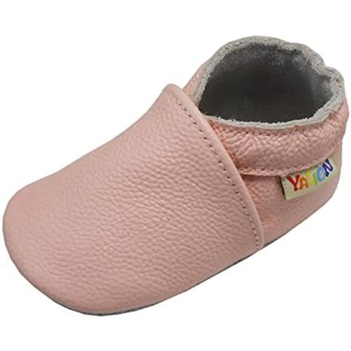 YALION Soft Leather Baby Shoes Moccasins Slip-on Boys Girls Slippers with Elastic Ankle, Anti-Slip First Walking Crib Shoes for Infant Toddlers