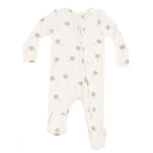 2 Way Zipper Footie - Palm Trees