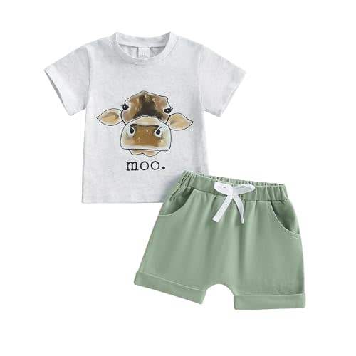 Ursobutegl Toddler Baby Boy Summer Clothes Country Farm Short Sleeve Western T-Shirt Tops Jogger Shorts Set