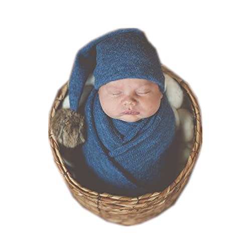 Newborn Baby Photography Props Boy Girl Sleepy Hat and Fabric Wrap Blanket Potato Photo Posing Prop Set