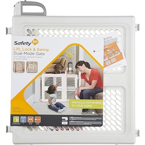 Safety 1st Baby Gates for Doorways, Pressure Mount Lift, Lock and Swing, Dog Gates, Hardware Gate for Stairs, Fits 28"-42" Wide
