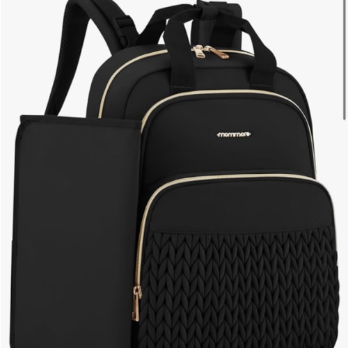 mommore Diaper Bag Backpack Large Baby Bag for Boys Girls Quilted Travel Diaper Backpack with Changing Pad, Stroller Straps