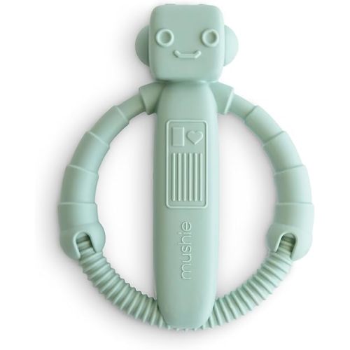 mushie Silicone Baby Robot Rattle Teether Toy