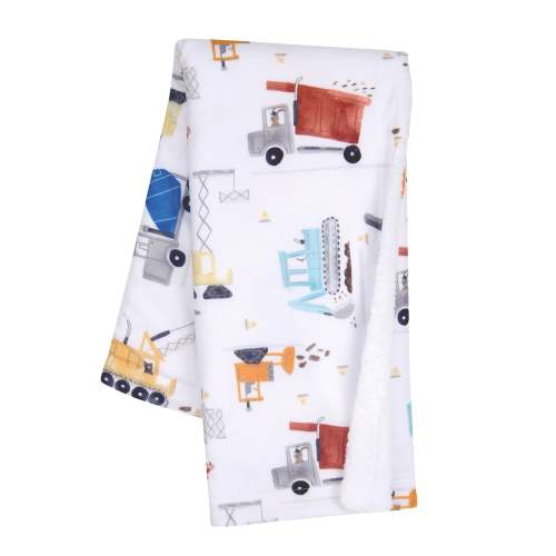 Construction Zone White Cozy Fleece Trucks Baby Blanket – Lambs & Ivy