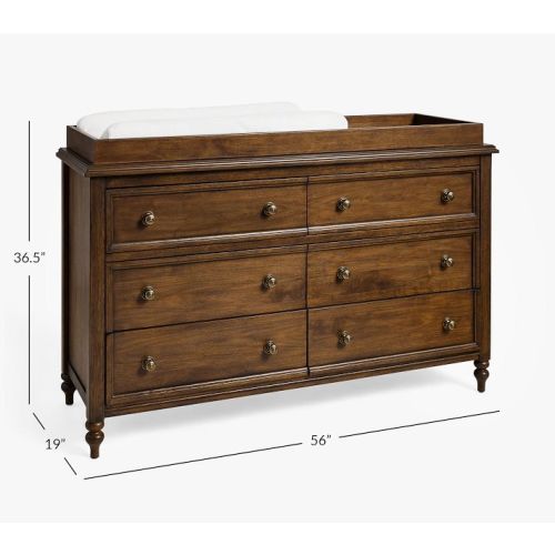 Chris Loves Julia Turned Wood 6-Drawer Dresser & Topper Set (56w x 19d")