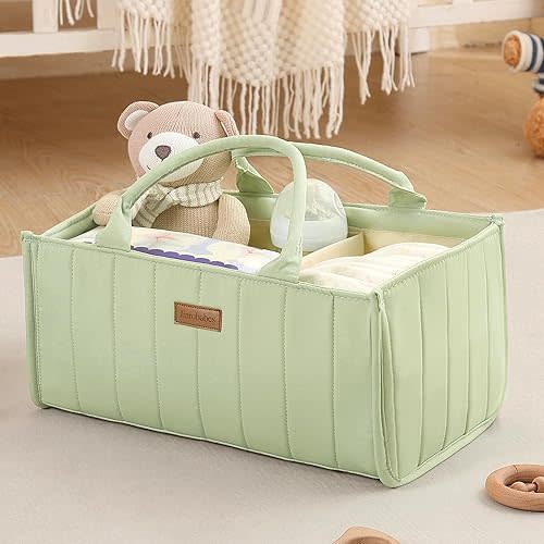 Baby Diaper Caddy Organizer,Baby Basket for Baby Shower, Nursery Storage Basket and Car organizer for Diapers, Baby Registry Search Gift, Newborn Essentials Must Haves for Boys Girls