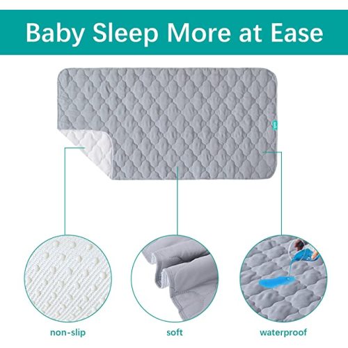 2 Pack Waterproof Crib Mattress Protector Pad 28" x 52",Anti Slip & Waterproof Pad Mat for Baby Standard Crib/Bed Pads - 52x28 Inch (Pack of 2) - Grey