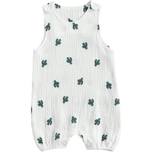 MoZiKQin Infant Baby Girl Boy Cotton Linen Romper Sleeveless Cute Print Bodysuit Jumpsuit Playsuit Summer Outfit Clothes
