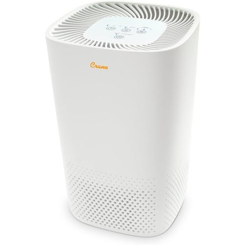 Crane Air Purifier with UV Light and True Hepa Filter, 250 Sq Ft Coverage, Timer, Sleep Mode, for Bedroom and Home, Up 250 SQ FT Coverage, White