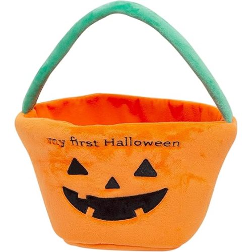 Reece Studio My First Halloween Basket, Plush Pumpkin Trick Or Treat Candy Bag, Fall Pumpkin Tote for Baby Girl or Baby Boy, Baby Holiday Keepsake Gift