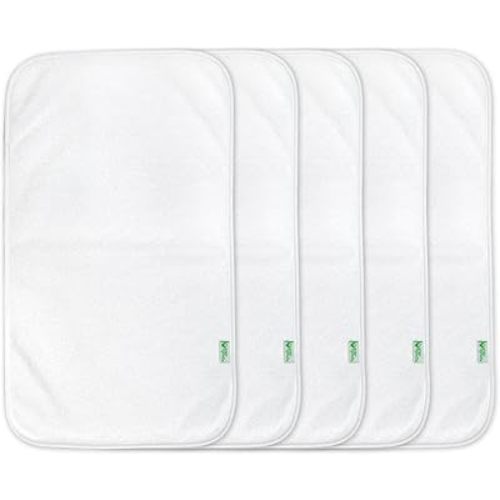 green sprouts Stay-Dry Burp Pads (5 Count) | Ultimate protection from drools & spit ups | Waterproof protection, Soft & absorbent terry, Machine washable , White 17"x10"(Pack of 1)