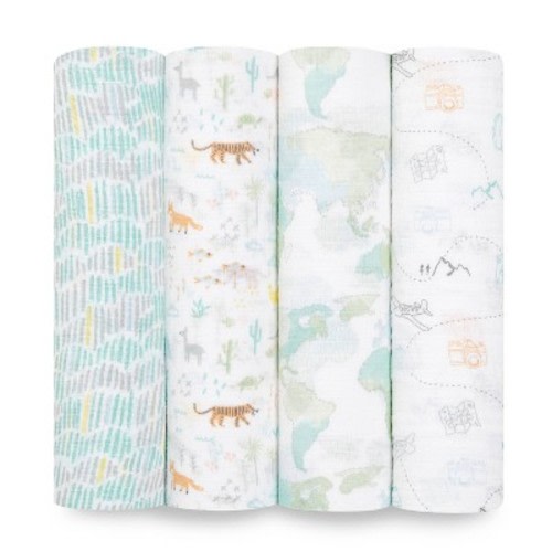 aden + anais essentials Muslin Swaddle Blankets - 4pk, Color: Voyageur