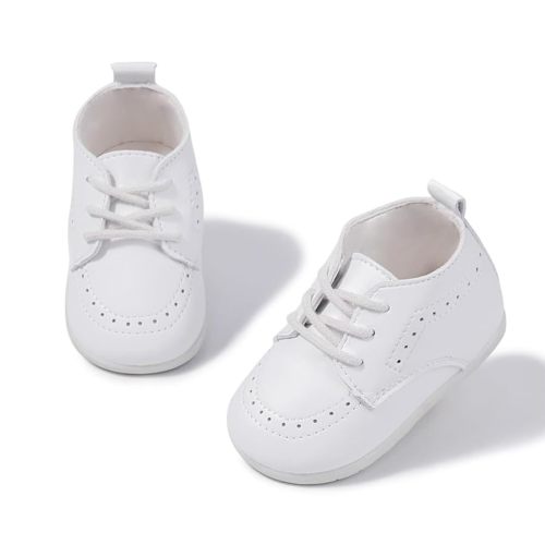 Meckior Infant Baby Boys Girls Classic PU Leather Wedding Loafers Brogue Toddler Oxford Dress Shoes First Steps Walking Flat Lazy Crib Shoe