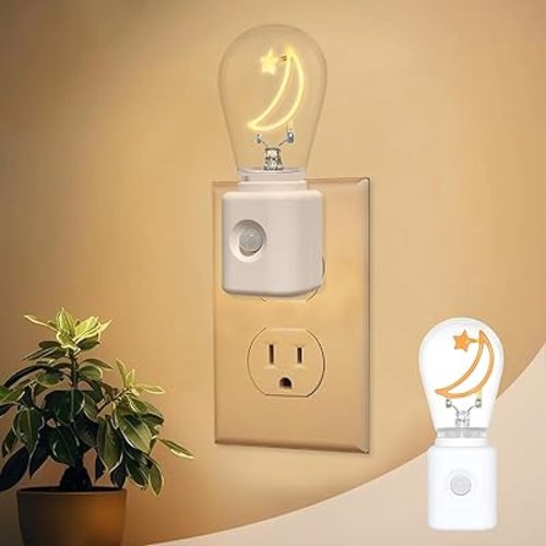 LED Motion Sensor Night Light, [1 Pack] Motion Activated Night Light, 2200K Amber, Adjustable Brightness, Motion Sensor Light Indoor Plug in for Nursery, Kids, Bedroom, Bathroom Nightlight