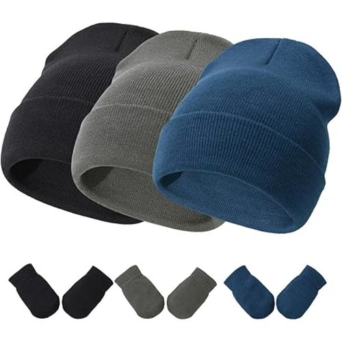 Baby Hats and Mittens Set Infant Toddler Beanie Caps Hospital Hat Set Newborn Gloves for Baby Boys Girls
