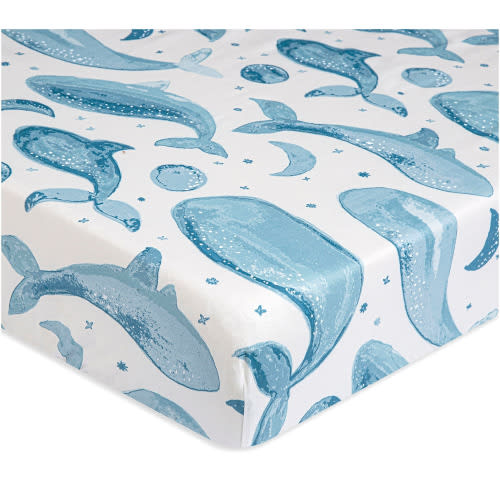 Caspian Whale Crib Sheets | Crane Baby
