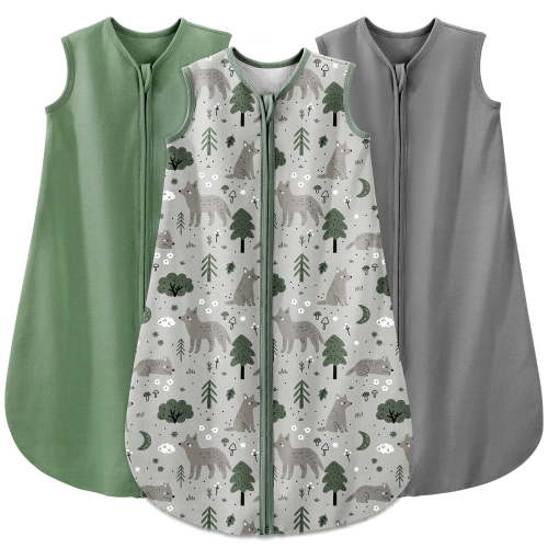 Yoofoss Baby Sleep Sack for 0-6 Months 0.5 Tog Soft Toddler Infant Sleep Sacks 100% Organic Cotton with 2-way Zipper Baby Wearable Blanket (3 Pack)